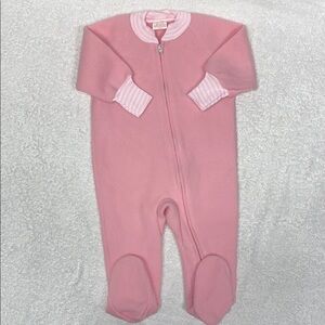 Vintage Dr Denton pink fleece sleeper pajama 12m